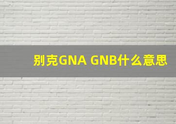 别克GNA GNB什么意思